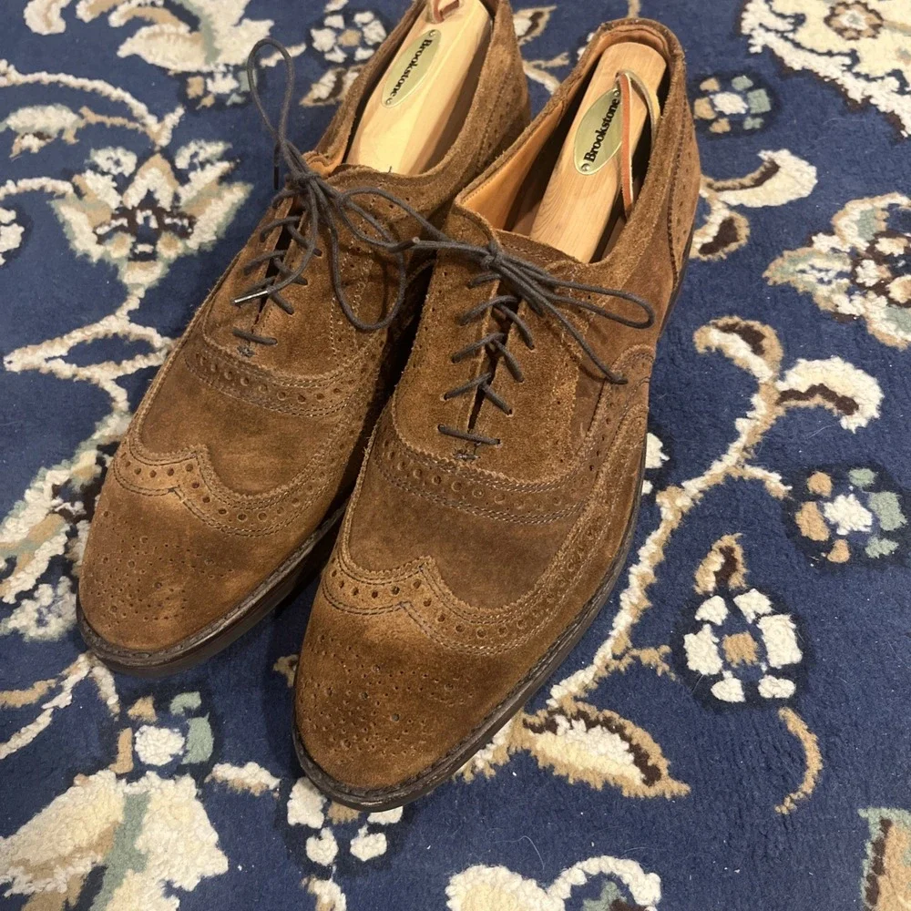 Allen Edmonds Neumok Brown Suede Wingtip Brogue Oxford Lace-Up 11B new w/o box